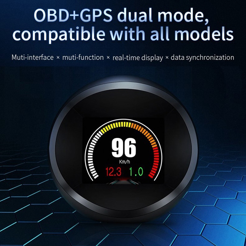 Car Smart Digital Meter Head-Up Display OBD2 HUD GPS Speeeter Overspeed Warning Oil Water Temp