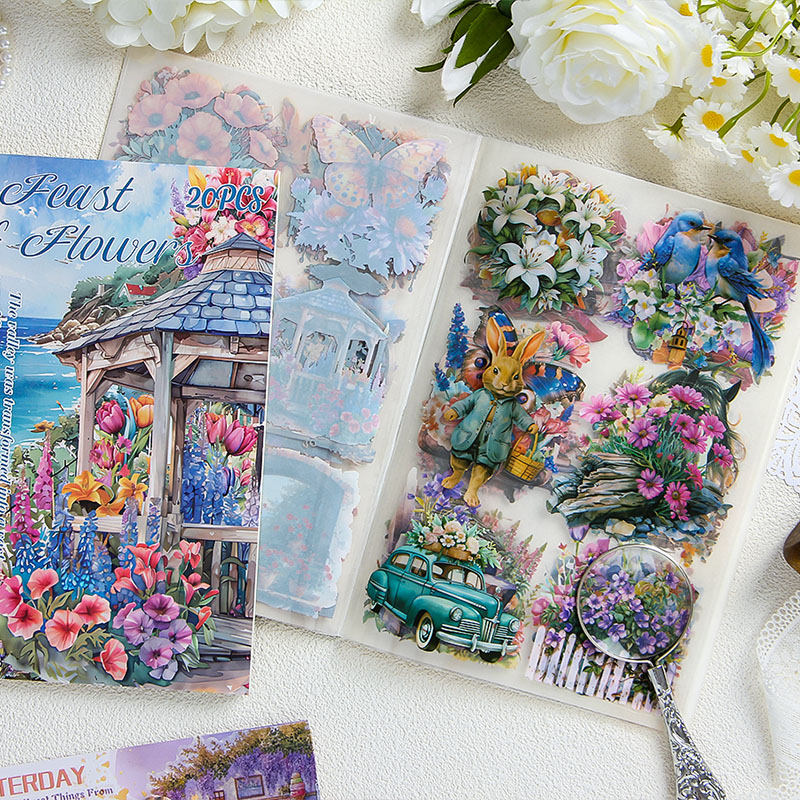 20 pcs/book PET Stickers book Vintage Decorative handmade Scrapbooking Material Diary Album Craft Supplies