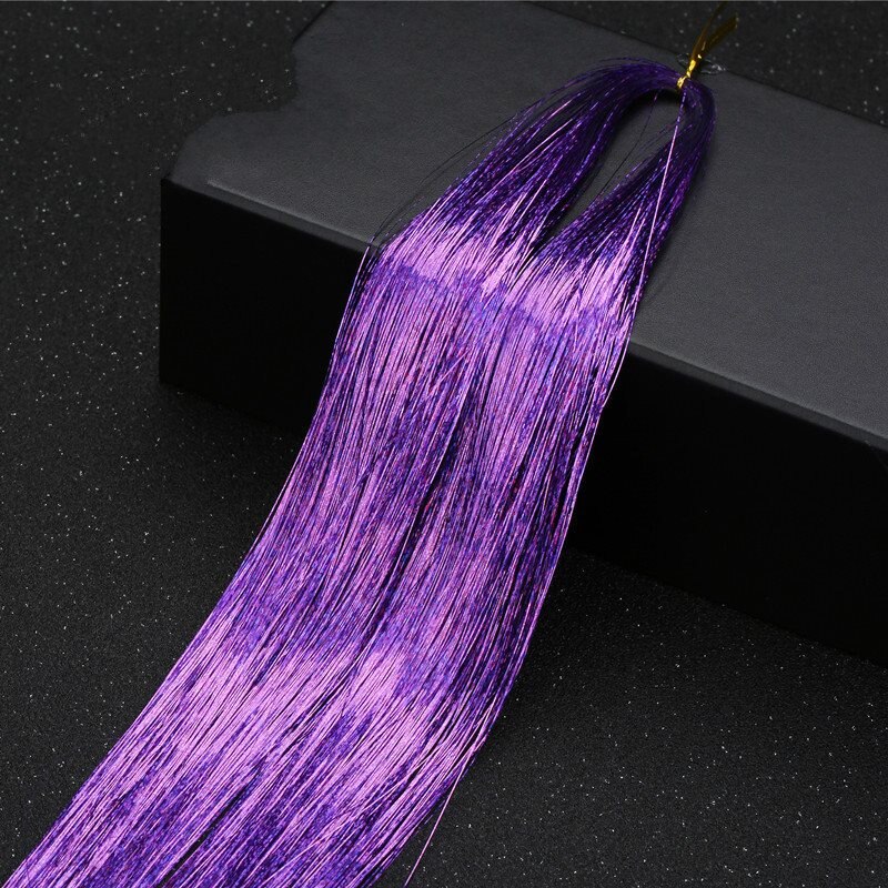 Extensions de cheveux scintillants holographiques pour femme, 200 mèches, 90cm, style Hippie: Purple