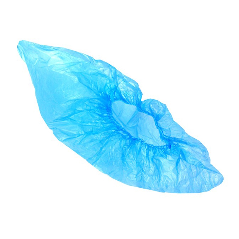 10 pièces couvre-chaussures jetables en plastique jetable épais en plein air jour pluvieux tapis nettoyage chaussure couverture bleu imperméable à l'eau couvre-chaussures