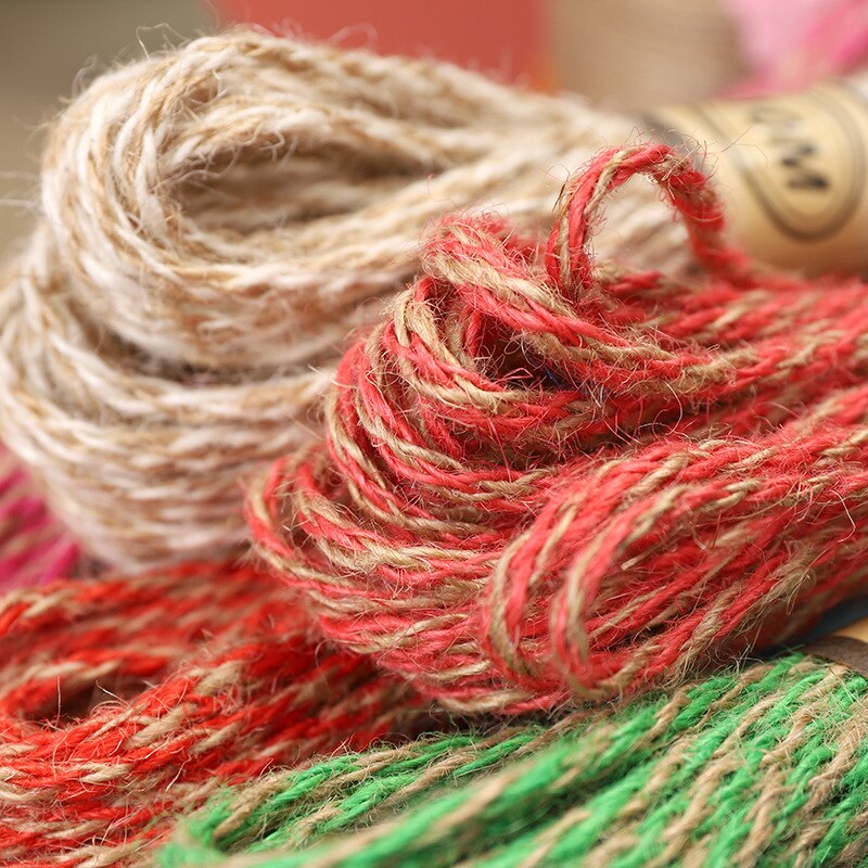 10 Meters Natural Burlap Jute Double Color Twine Cord Hemp Rope Party Wedding Wrapping Cords Thread DIY Home Craft Decor