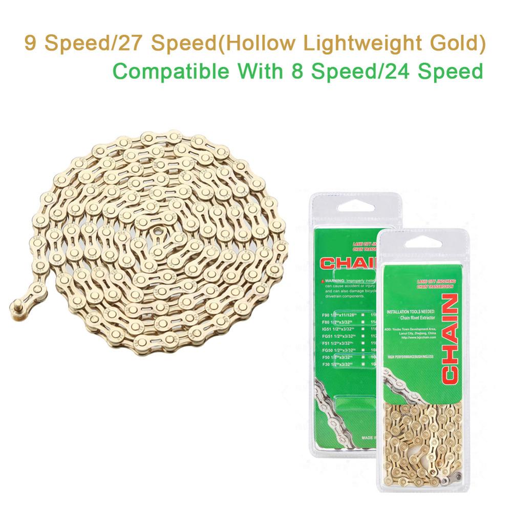 Hollow 6/7/8-Speed/9-Speed/10-Speed 27-Speed /30-Speed Bicycle Hollow Transmission Chain Mountain Bike 116L: 9 speed