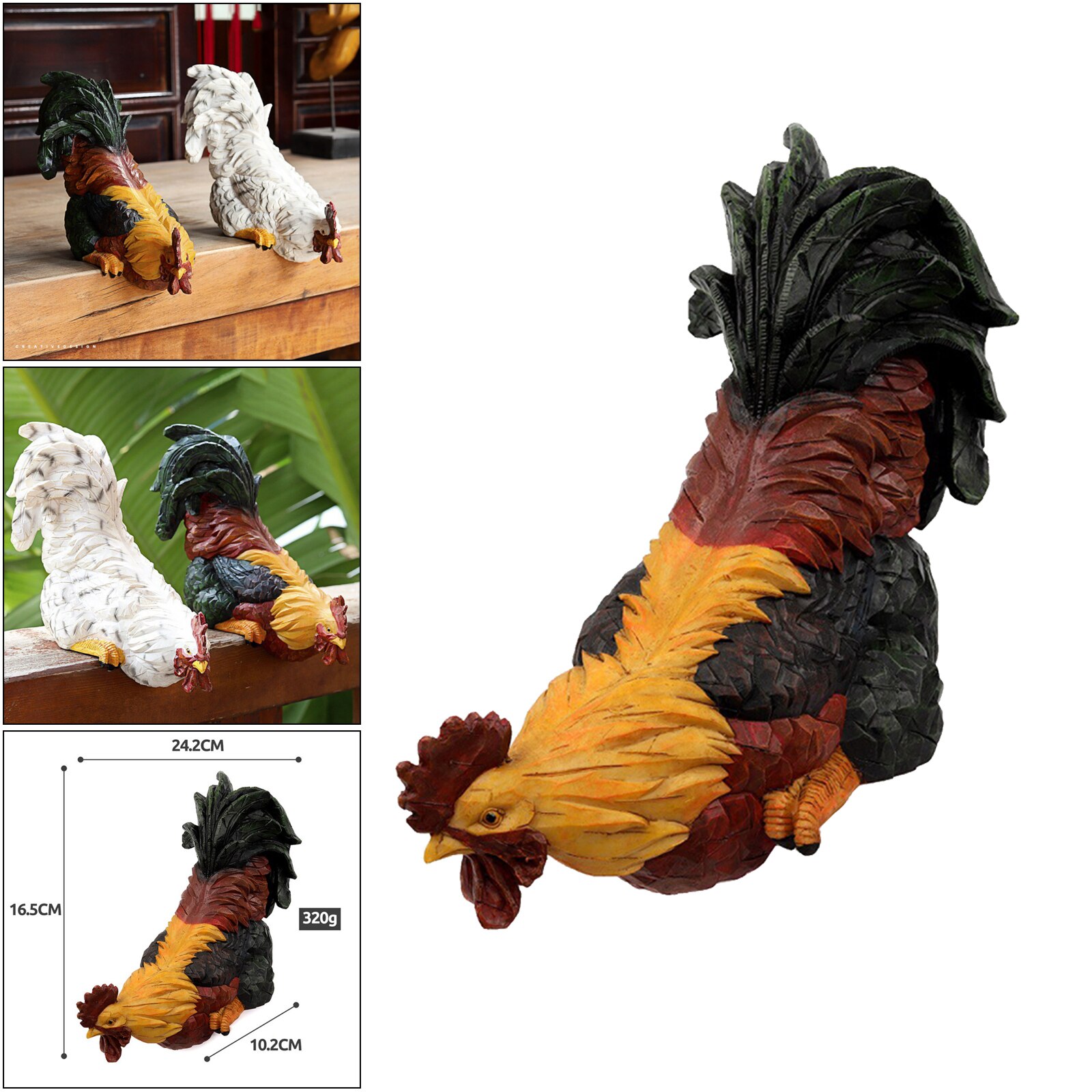 Garden Rooster Statue Hand-Painted Decorative Landscape Accessories