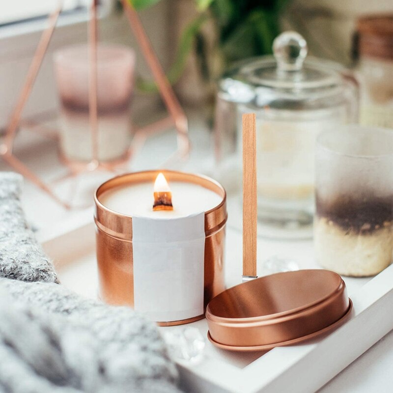 Mechas para velas de madera Natural, mechas para velas de madera gruesa, núcleos de mecha con soportes de hierro para fabricación de velas artesanales 100P