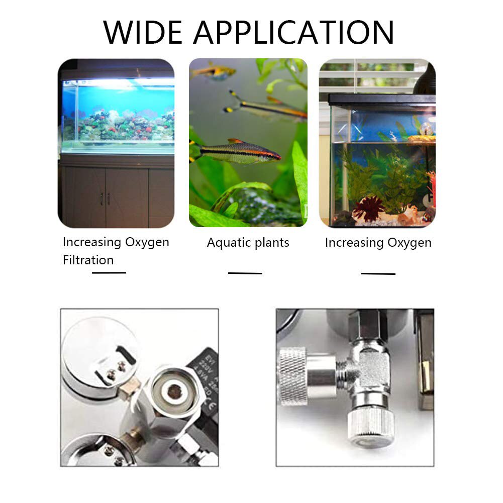 Fish Tank CO2 Regulator W21.8 EU Plug Dual Gauge with Solenoid Bubble Counter for Household Water Part Accessories