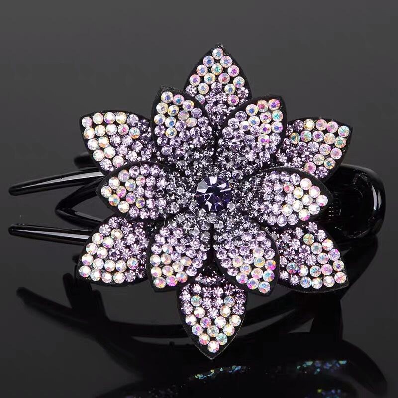 Strass Blume Schnabel Haar Krallen Weibliche Jahrgang Haar Clips Haarnadel Haar Zubehör glänzend Headwear Neue: lila