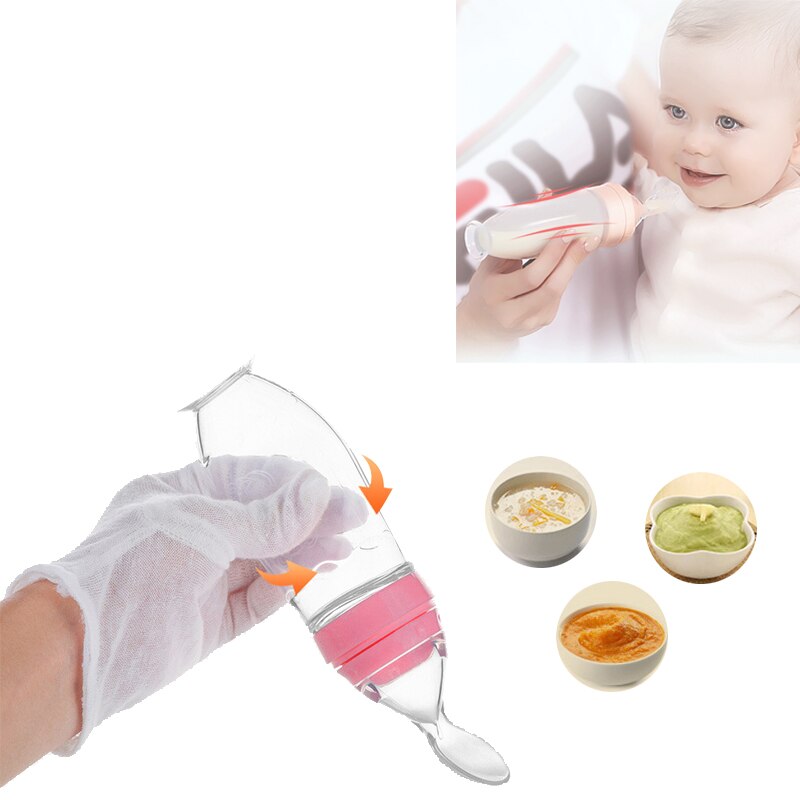 120Ml Veilig Pasgeboren Baby Zuigfles Peuter Siliconen Squeeze Voeden Lepel Melk Fles Baby Training Feeder