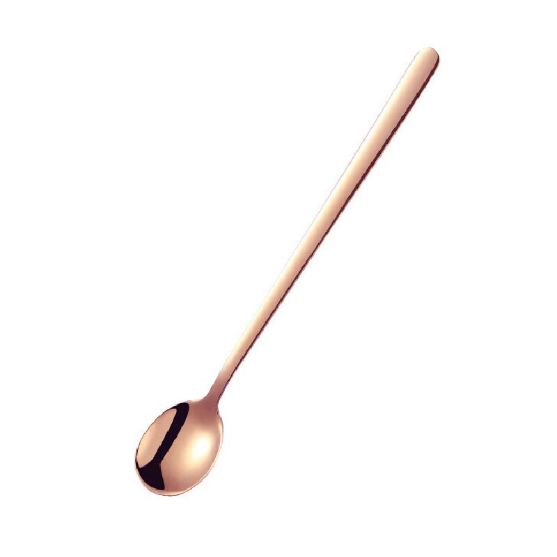 8 farger rustfritt stål skje med lang håndtak isskje kaffeskje te hjem kjøkken servise skjeer størrelse 23.8 cm: rose måke