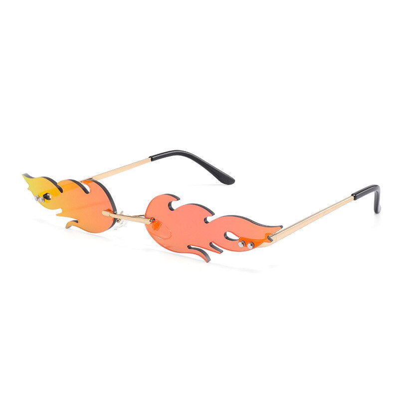 Lunettes de soleil «flammes de feu» de luxe pour femmes, ondulées, teintes métalliques pour femmes, verres miroir UV400