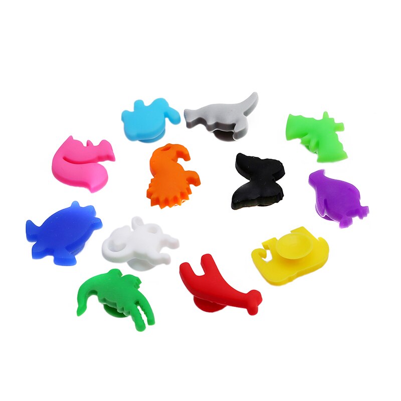 12 pièces/ensemble fête dédiée Animal ventouse verre à vin Silicone étiquette Silicone verres à vin reconnaissance marqueur porte-thé