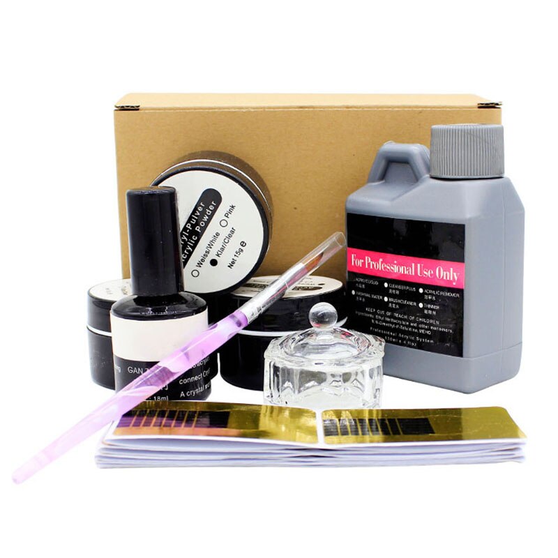 8 stks/set Professionele Acryl Nail Kit Nail Art Set Liquid Powder Pen Crtsyal Cup DIY Manicure Tool