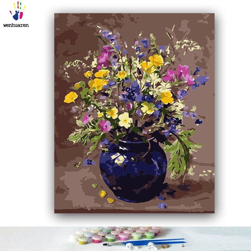 DIY para colorear pintura por números clavel de color claro en el alféizar de la ventana figuras pinturas por números con kits 40x50 enmarcado: 5792 / 50x60 no frame