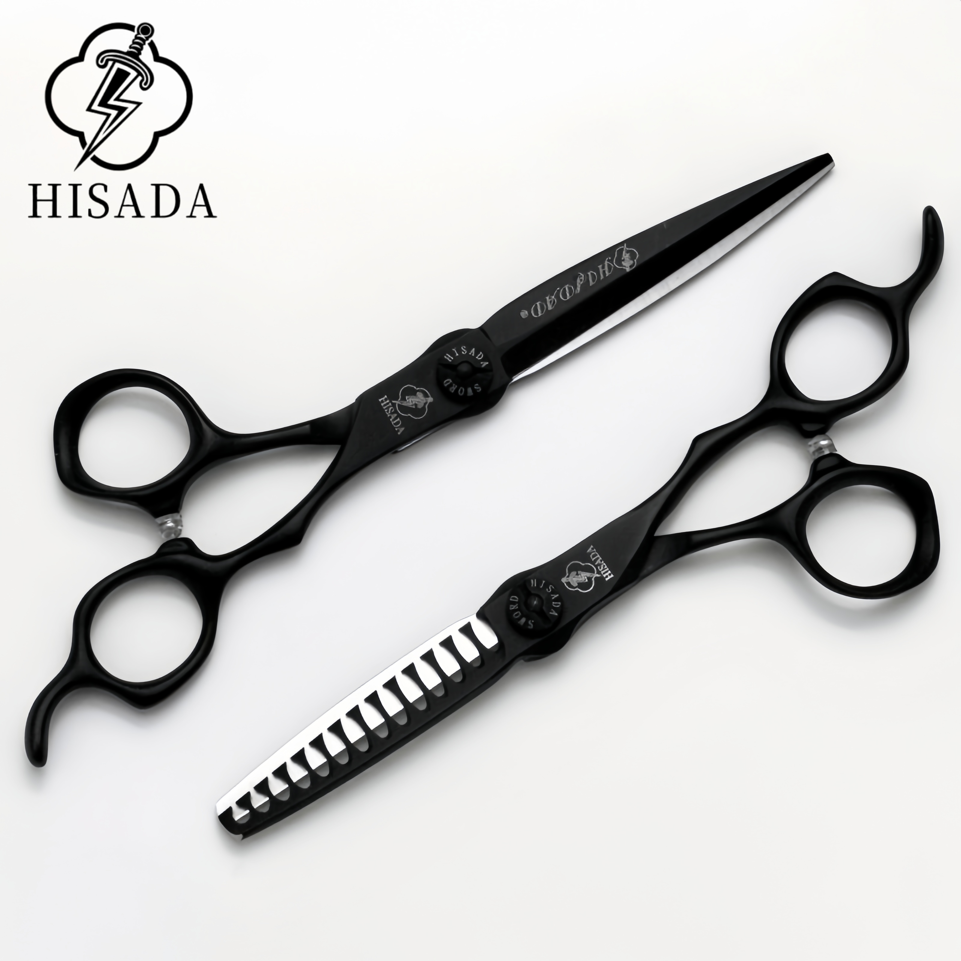 HISADA Highend Barber Zubehör Professionelle Friseurschere, 6,0 7,0 fortschrittliche Schere mit schwarzer Beschichtung, VG10 Kobaltstahl,