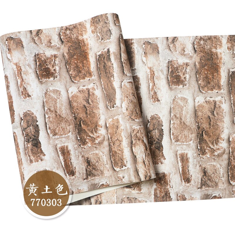 Nordic 3d three-dimensional brick brick wallpaper retro living room background wall antique brick wallpaper: Creamy-white