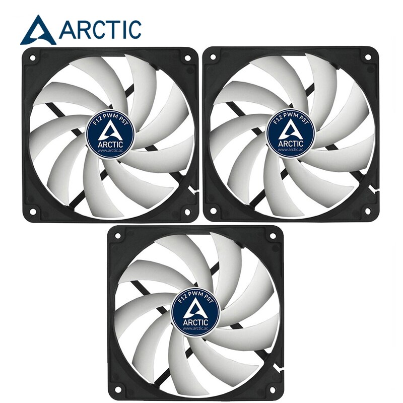 Arctic  f12 pwm pst cpu radiator computer sag 12cm blæser 4 pin pmw temperatur kontrol 120mm cooler master, lydløs: 3 stk