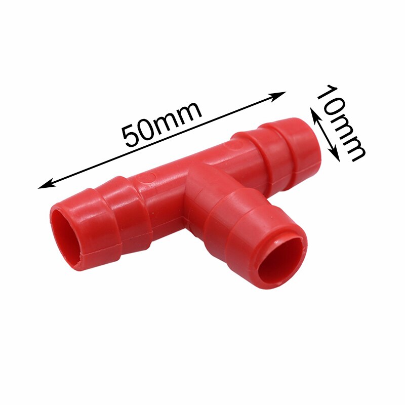 Farming Supplies Plastic Tee Diameter 1cm Bird Rabbit Drinking Waterer Pipe Red Tee Pipe Chicken Waterer Fitting Quail Feeders: Default Title