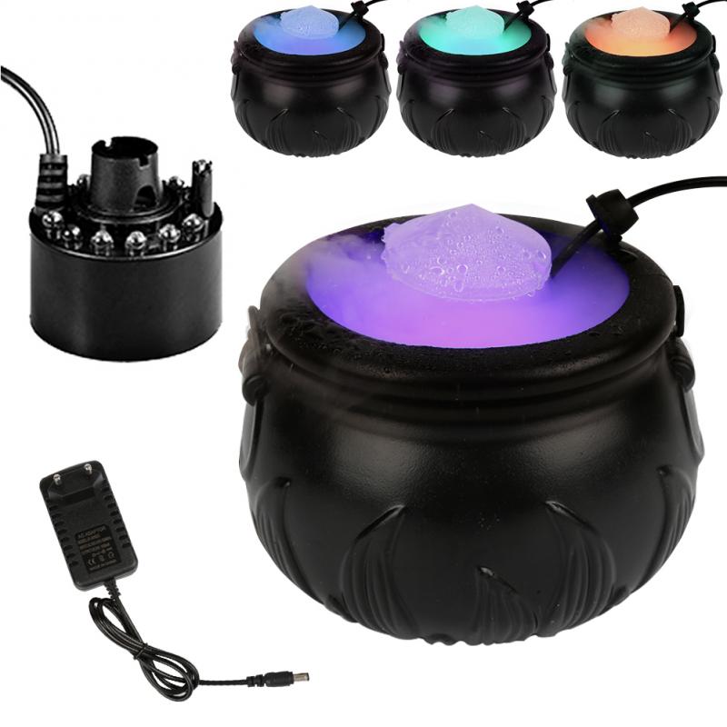 Halloween Fogger Machine Mist Maker Diy Decoraties Rook Fog Machine Kleur Veranderende Licht Halloween Heks Decoratie: black / US PLUG