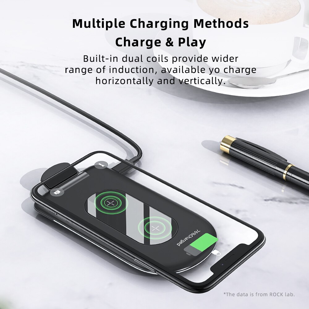 ROCK 10W Foldable Qi Wireless Charger Stand Fast Charge Phone Stand Multifunctional Wireless Charging Pad For iPhone 12 Samsung