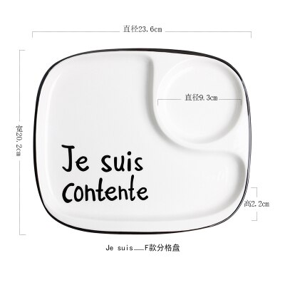 Ensemble de petit déjeuner en porcelaine, tasse à lait, grille divisée, pâtes, assiette à Dessert, bol de petit déjeuner, couvercle en bois, tasse d'eau, vaisselle: D