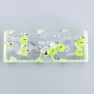 Draagbare transparante reiscosmetische tas voor dames, cartoon zonnebril, oordopjes, opbergtas voor brillen, pvc make-uptas, draagtas: Peer