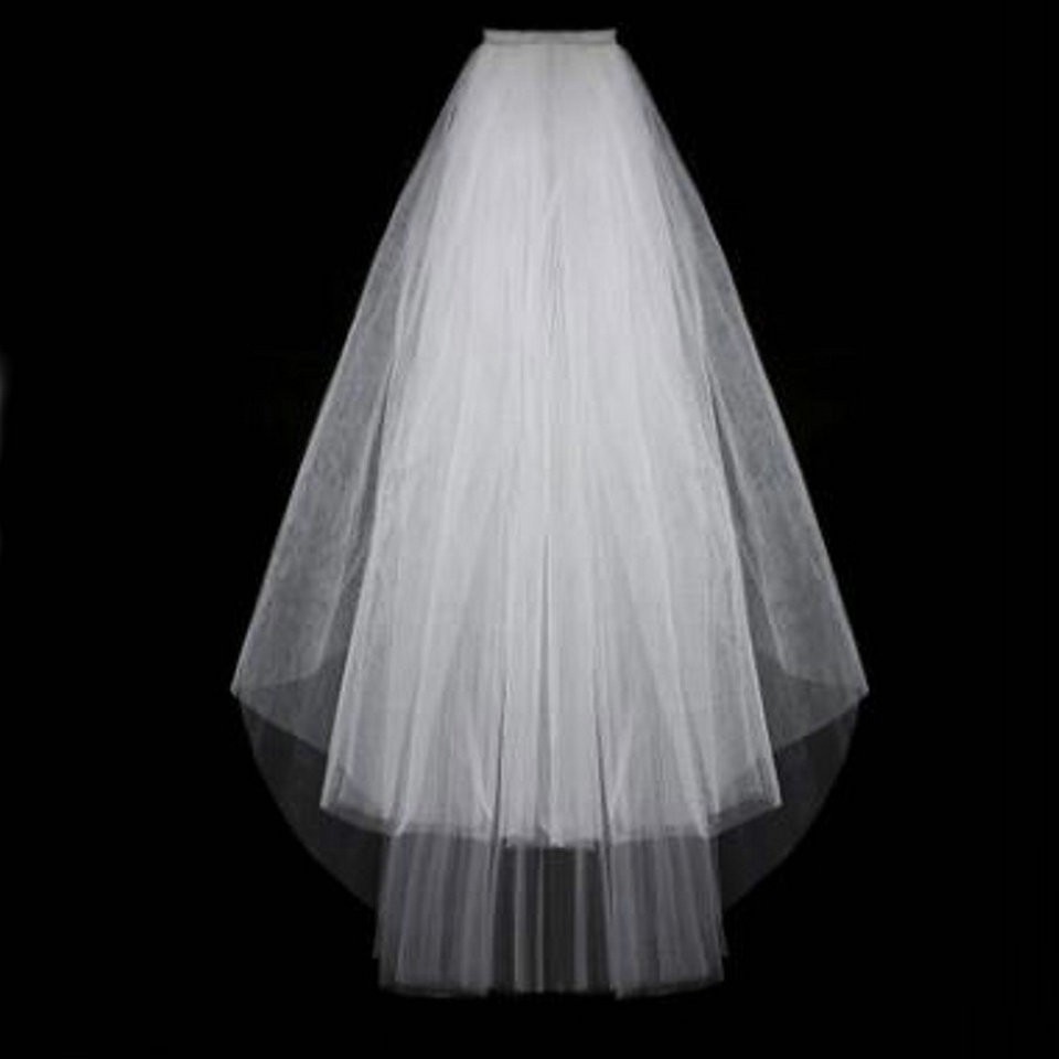 Velo blanco para mujer, velo corto de novia para boda, velos de dos capas con peine, velo para boda marfil barato , accesorios de tul para