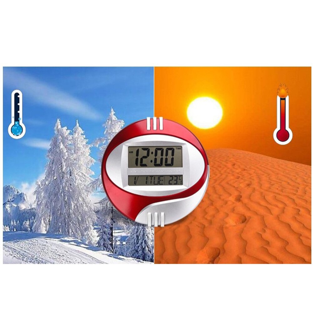 LED Large Display Digital Wall Desk Alarm Clock with Temperature and Humidity without Battery (Red)