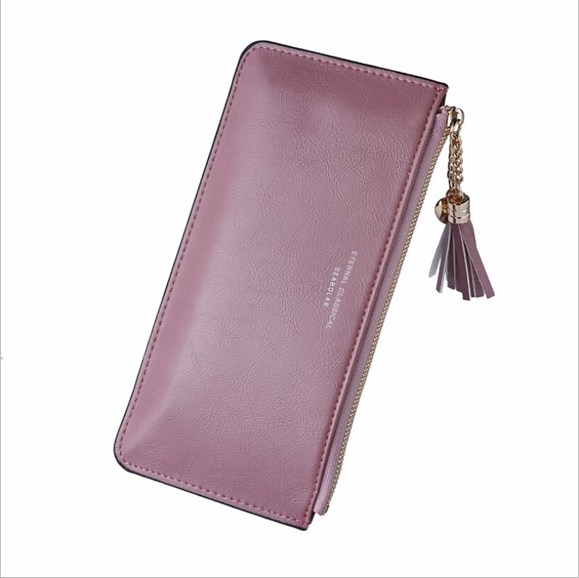 women's Long Wallet women's mobile phone bag ultra thin bright leather sweet Pu Wallet Coin Purse Wallets With: Brown