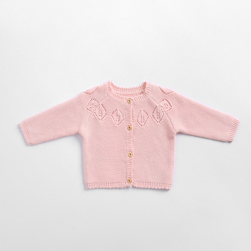 herbst kinder Kleidung Mädchen Pullover Casual Feste Langarm Baby Mädchen Gestrickte Häkeln Strickjacke Pullover Für Mädchen: Rosa / 24M