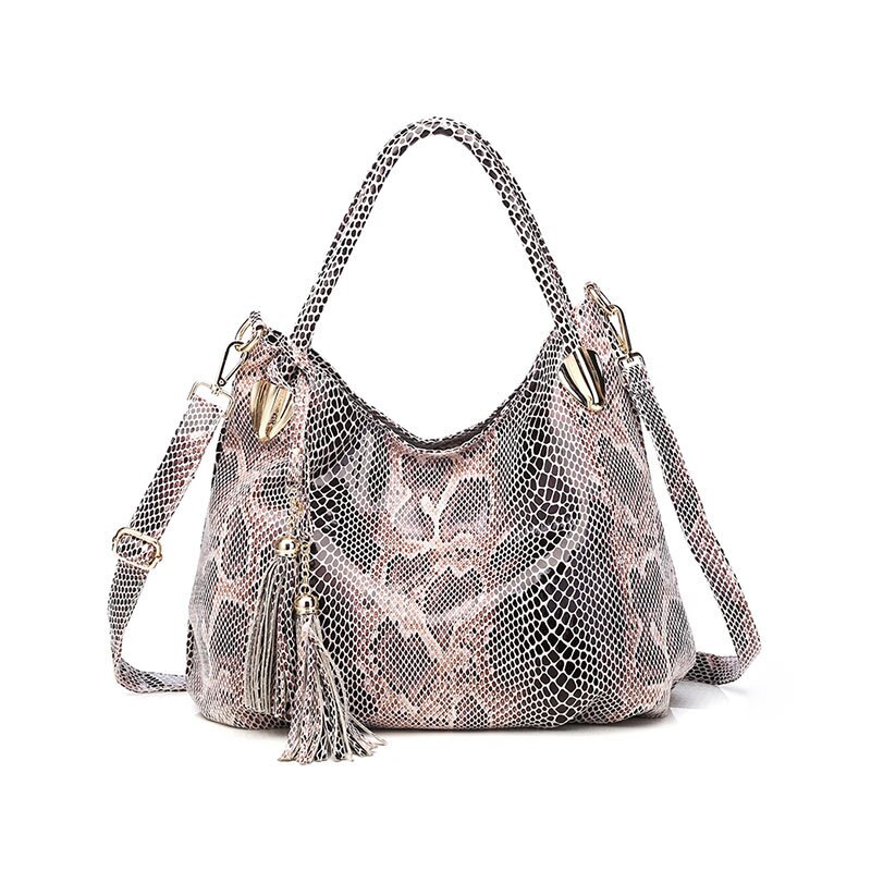 Tonny kizz bolsos grandes para mujeres bolso de hombro femenino bolsos de mano de cuero serpentina de alta calidad: Beige