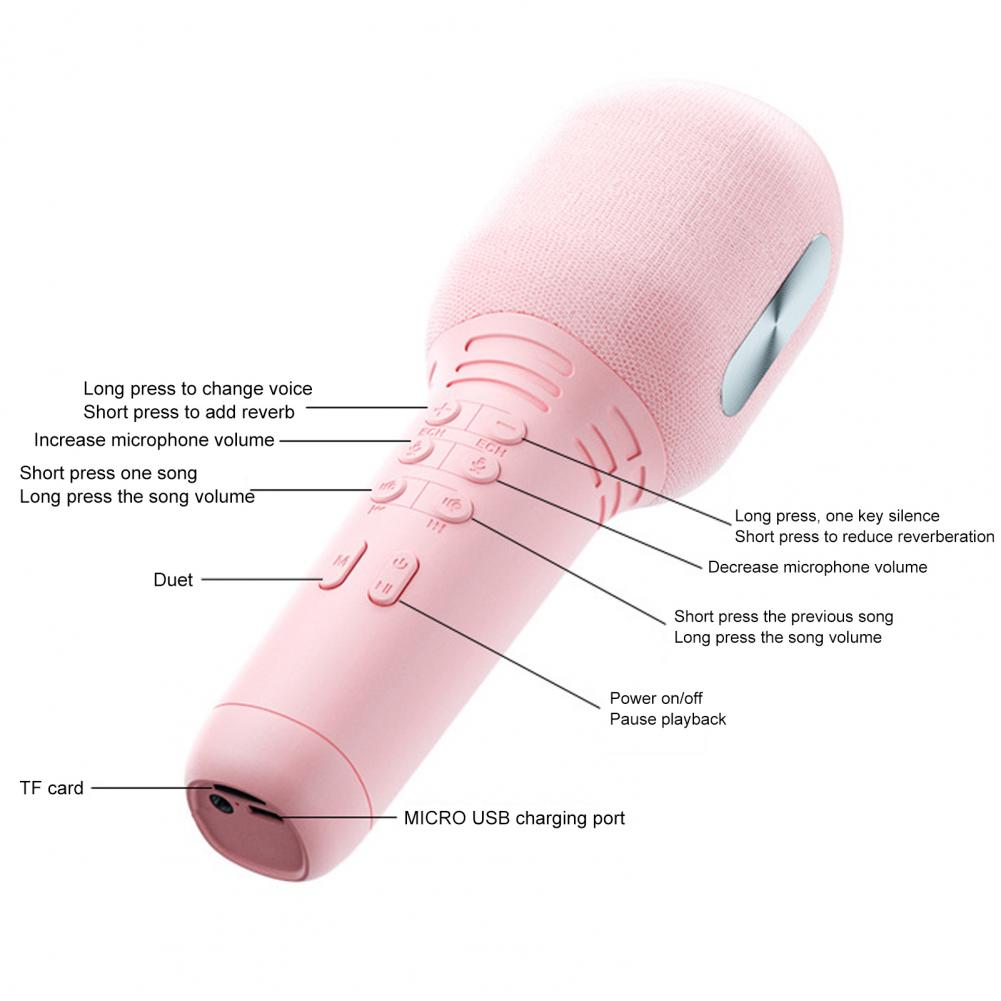 Wireless Handheld Microphone Bluetooth-compatible 5.0 Wireless Micro Condenser Microphone for Singing Recording