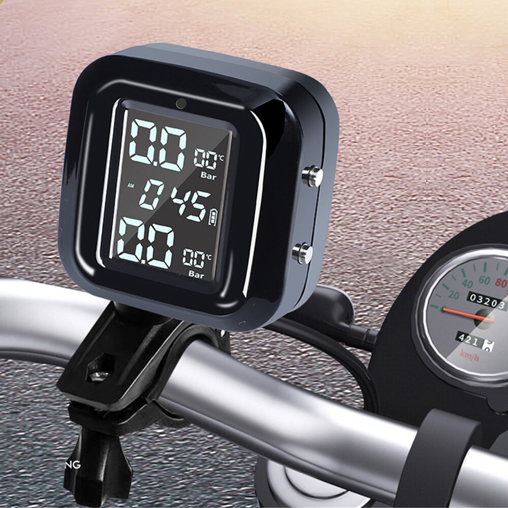 TPMS Tire Pressure Monitoring System Digital LCD With Two External Sensors Easy to install Wireless Motorcycle Accessories 2022