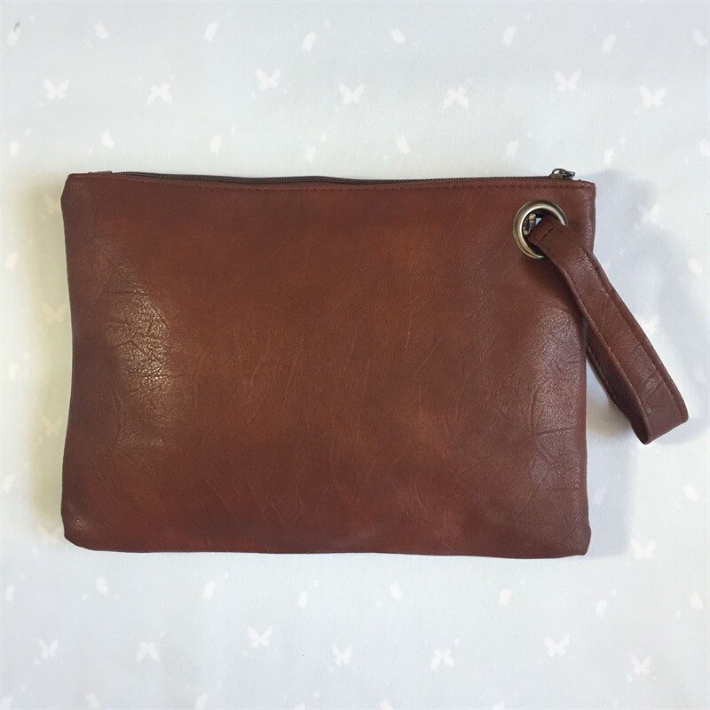 Torebki Damskie – sac à main en cuir solide pour femmes, pochette de soirée à fermeture éclair: Brown
