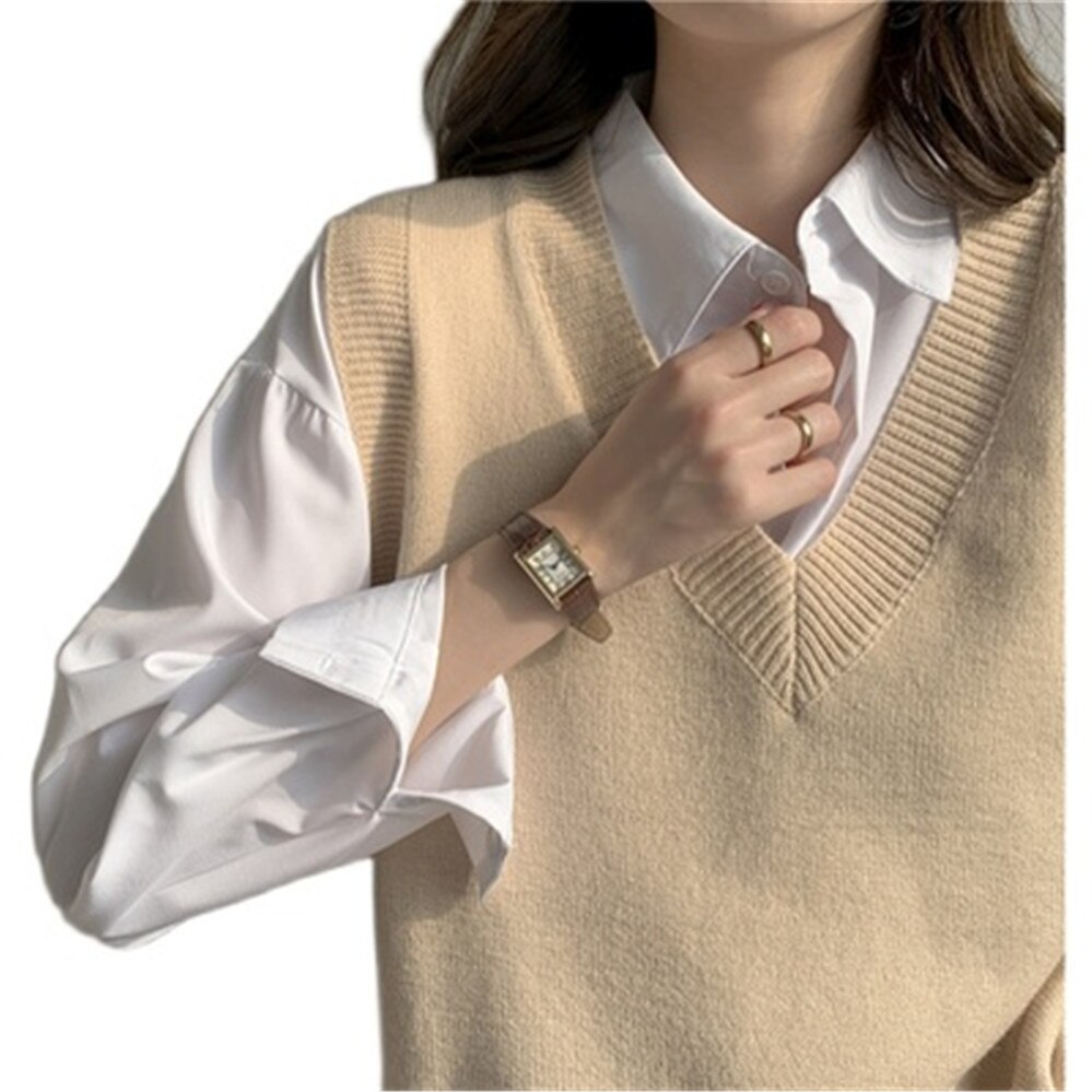 Dam väst tröja stickad tröja linne lösa vintage kvinnlig väst tröja damkläder outfit  pz3650