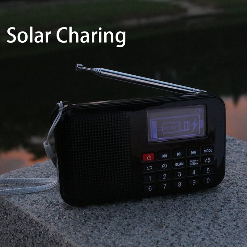 Solar Portable FM Pocket Radio Speaker Music Player with Flashlight,Sleep Timer, Support TF Card
