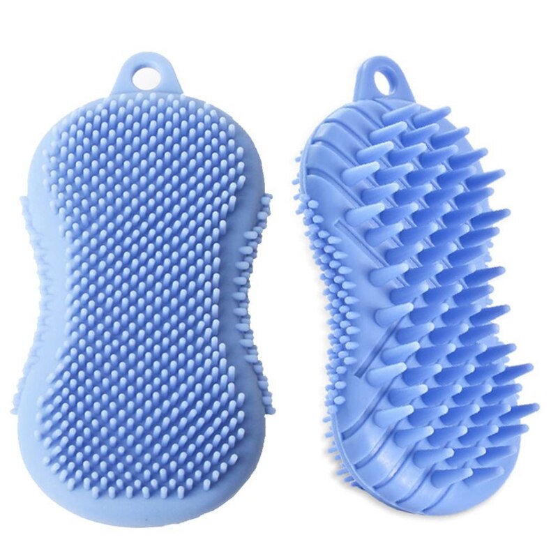 2 pz spazzola da bagno in silicone bifacciale esfoliante lavasciuga doccia bagno shampoo spazzola massaggiatore del cuoio capelluto per la crescita dei capelli