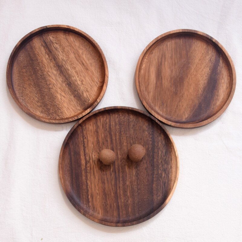 Black walnut tray disk log wooden tableware fruit plate dinner plate dessert plate