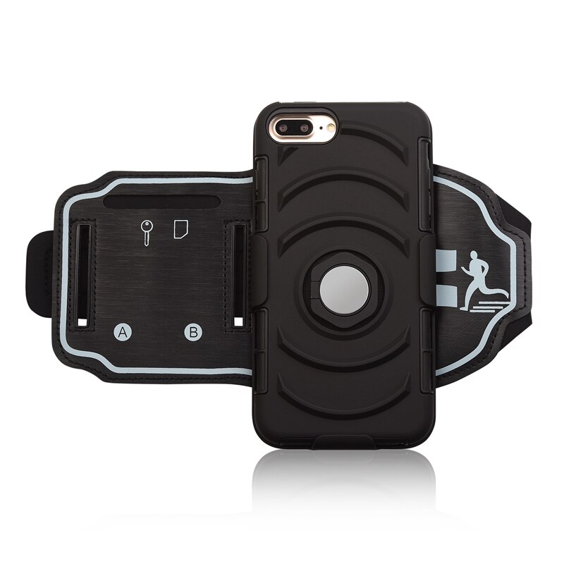 Sport Running Armband Case for iphone 7 Plus 8 Plus Phone Holder Stand Magnetic Suction Bracket Finger Ring Wrist Band Cover