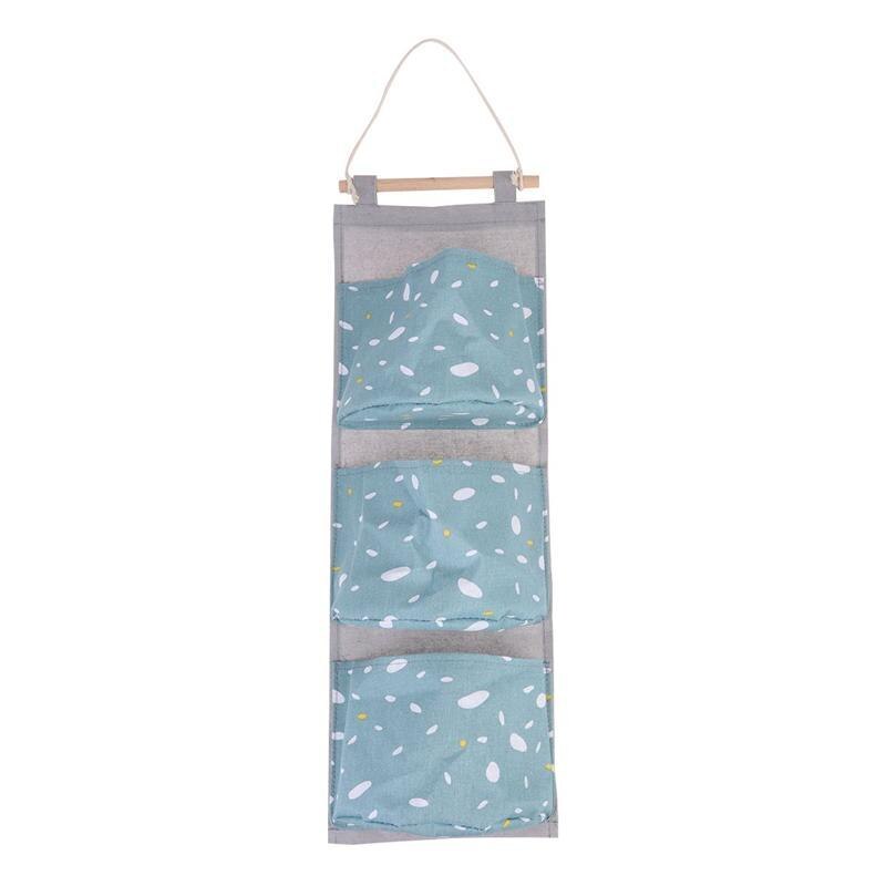 Cloth Three Pockets Door Back Storage Bag Simple Hanging Sundries Pouch Wall Organizer for Bedroom: Green
