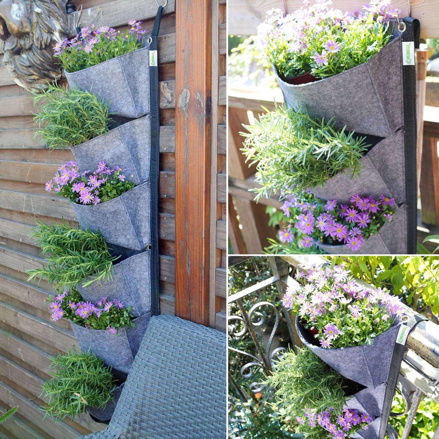 Bolsa colgante de varios bolsillos para cultivo de plantas frutales, bolsas de fieltro para cultivo de plantas y verduras, para balcón y hogar