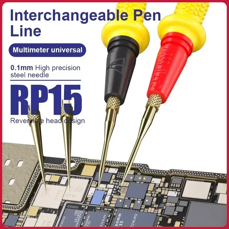 MECHANIC RP15 Stainless Steel Multimeter Pen 1000V 20A Wire Interchangeable Tips Universal Fine Point Needle Soft Test Probe