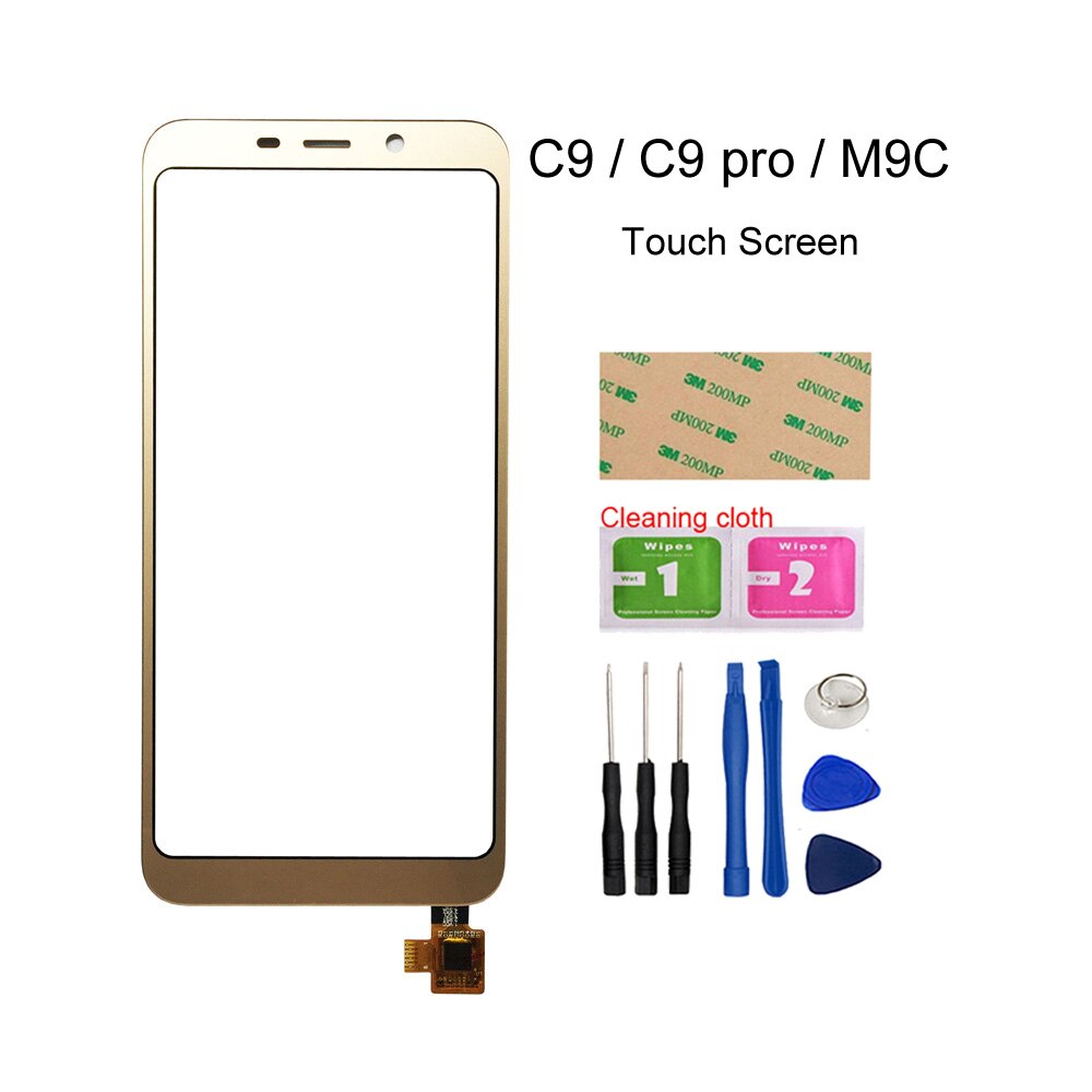 For Meizu C9 pro/ M9C/ C9 LCD Display Touch Screen Digitizer Sensor 5.45&#39;&#39; Glass Panel Replacement Parts With Frame: Gold Touch Tools