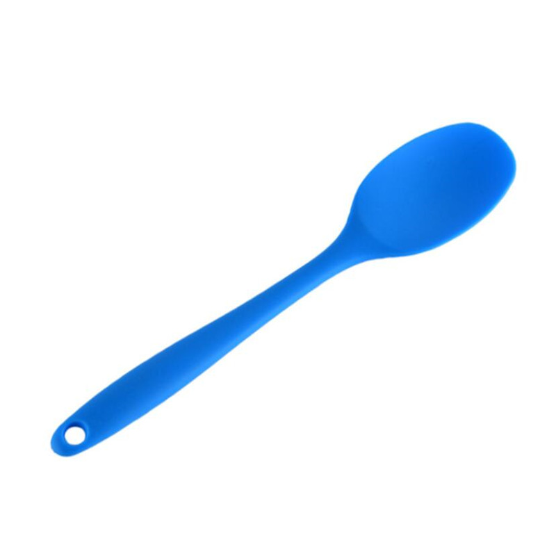 Colorful Silicone Spoon Heat Resistant Easy To Clean Non-stick Rice Spoons High Temperature Spoon Tableware Utensil Kitchen Tool: Blue
