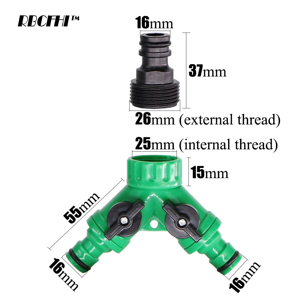 RBCFHI 1PC 2-Way Garden Hose Tap Water Splitter 5/8" Quick Connector 1/2" 3/4" Female Water Irrigation Valve Adjustable Switch
