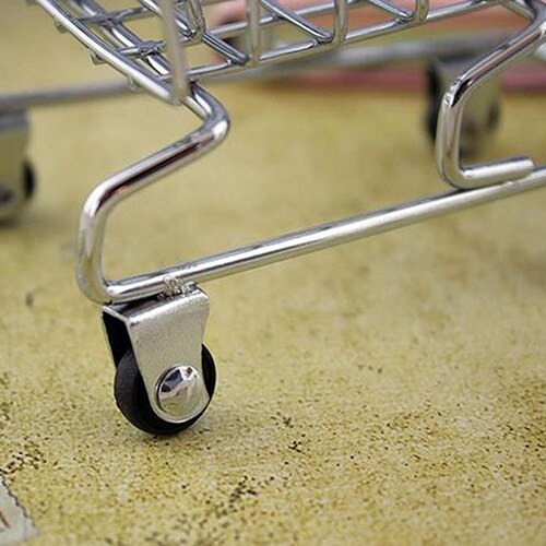 Mini Supermarket Hand Trolley Mini Shopping Cart Desktop Decoration Storage Toy For Kid Dollhouse Furniture Accessories