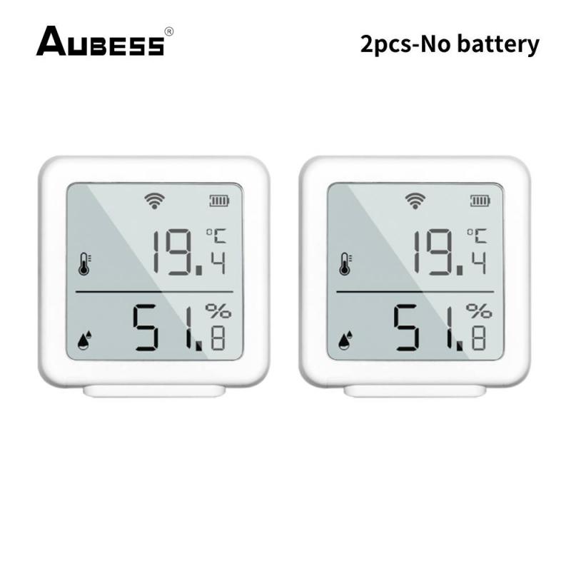 Tuya WiFi Temperature And Humidity Sensor With LCD Screen Display Alarm Push Work With Alexa Google Assistant Smart Life APP: 2pcs