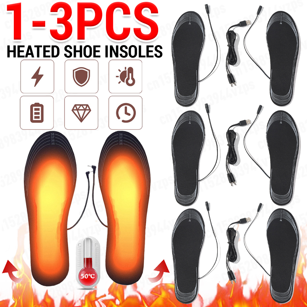 1-3 Stuks Elektrisch Verwarmde Schoenen Inlegzolen Knipbare USB Verwarmde Voeten Warmer Thermische Schoenen Sok Pad Verwarmde Inlegzolen Wasbare Voet koorts