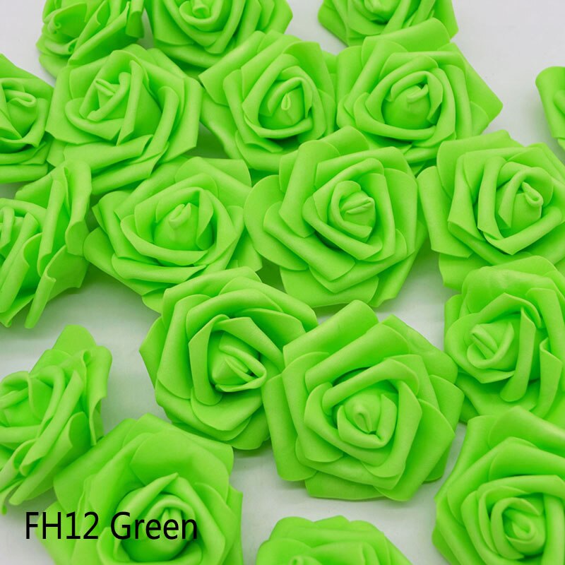 20 stk/parti 6cm blomsterhoved kunstige blomster bryllup dekorationer pe skum roser gør-det-selv blomster scrapbog krans krans boligindretning: Grøn  fh12