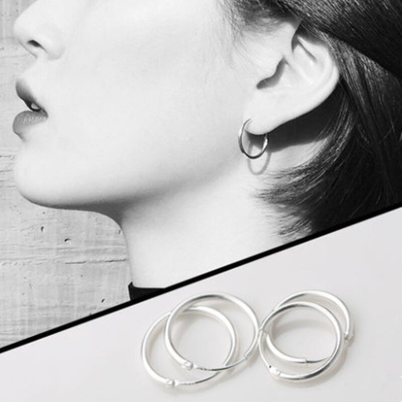 925 sterling sølv enkle øreben øreringe til kvinder små øreringe øreben spænde runde cirkel øreringe bøjler