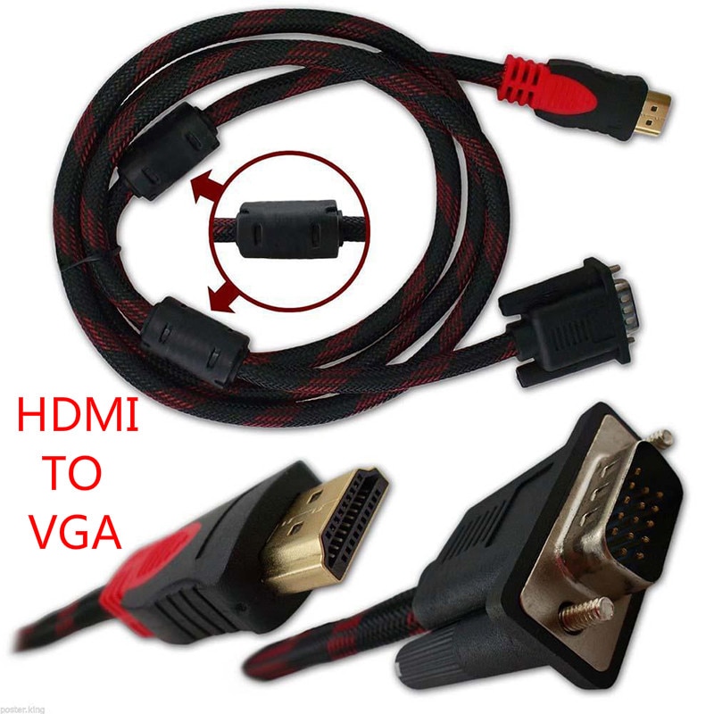 1.5M Hdmi Naar Vga Adapter Kabel Converter Man Mannelijke Accessoires Voor Video Voor Pc Lenovo Desktop Monitor Projector xbox TXTB1