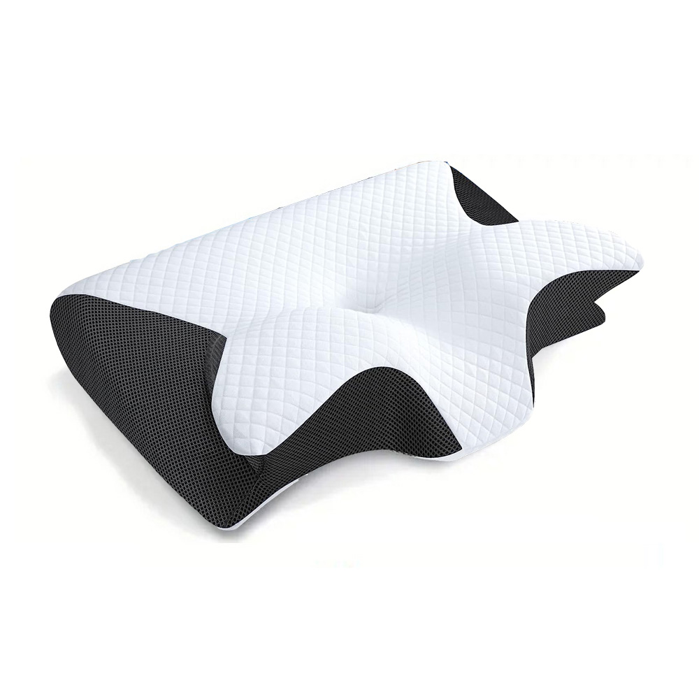 Almohada de cuello con memoria para dormir de mariposa, cómoda almohada para dormir de espuma viscoelástica de rebote lento, almohada para cama de masaje de cuello ortopédico Cervical: Blanco